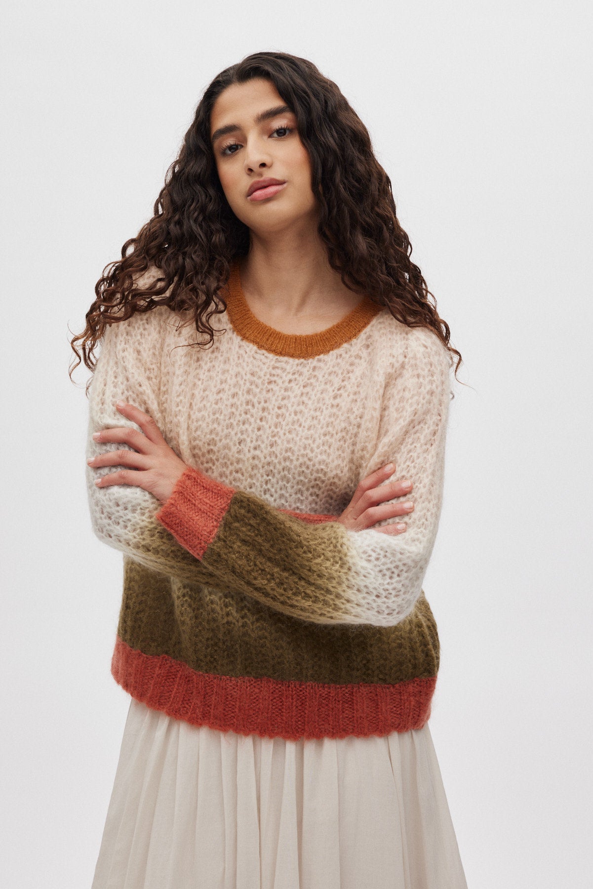 Jasmin - Faded knit boxy sweater I Rust combo 2 - Rabens Saloner - DK