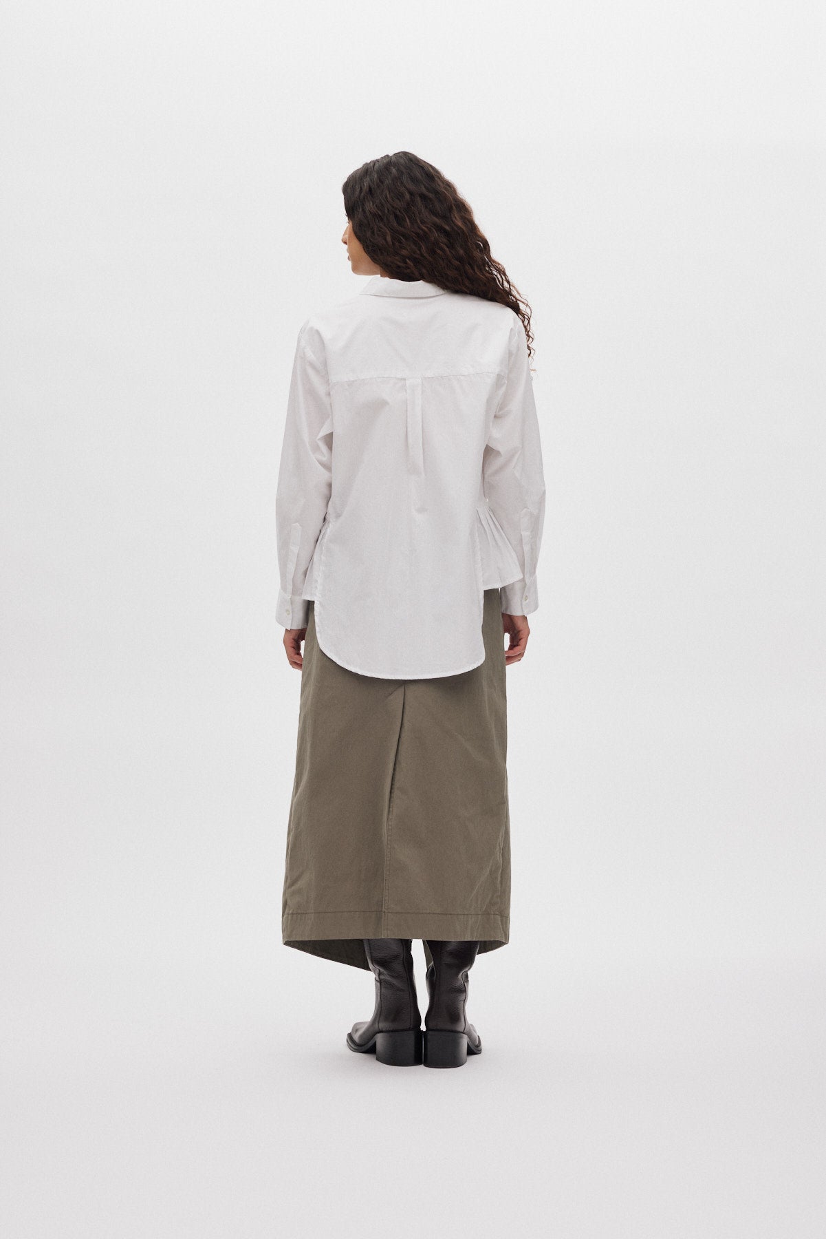 Djana - Poplin side gather shirt I White 3 - Rabens Saloner - DK
