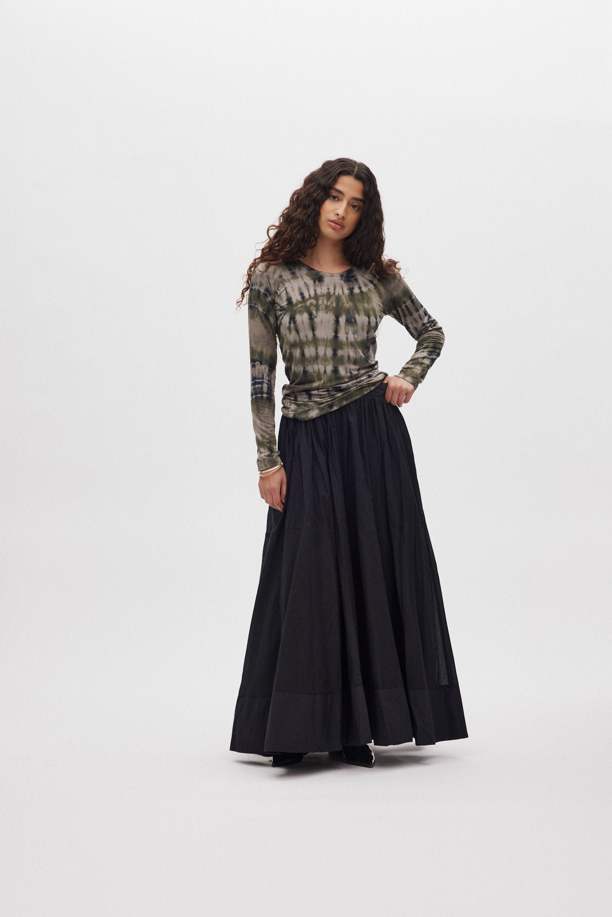 Dema - Poplin full layered skirt I Black Black XS 1 - Rabens Saloner - DK