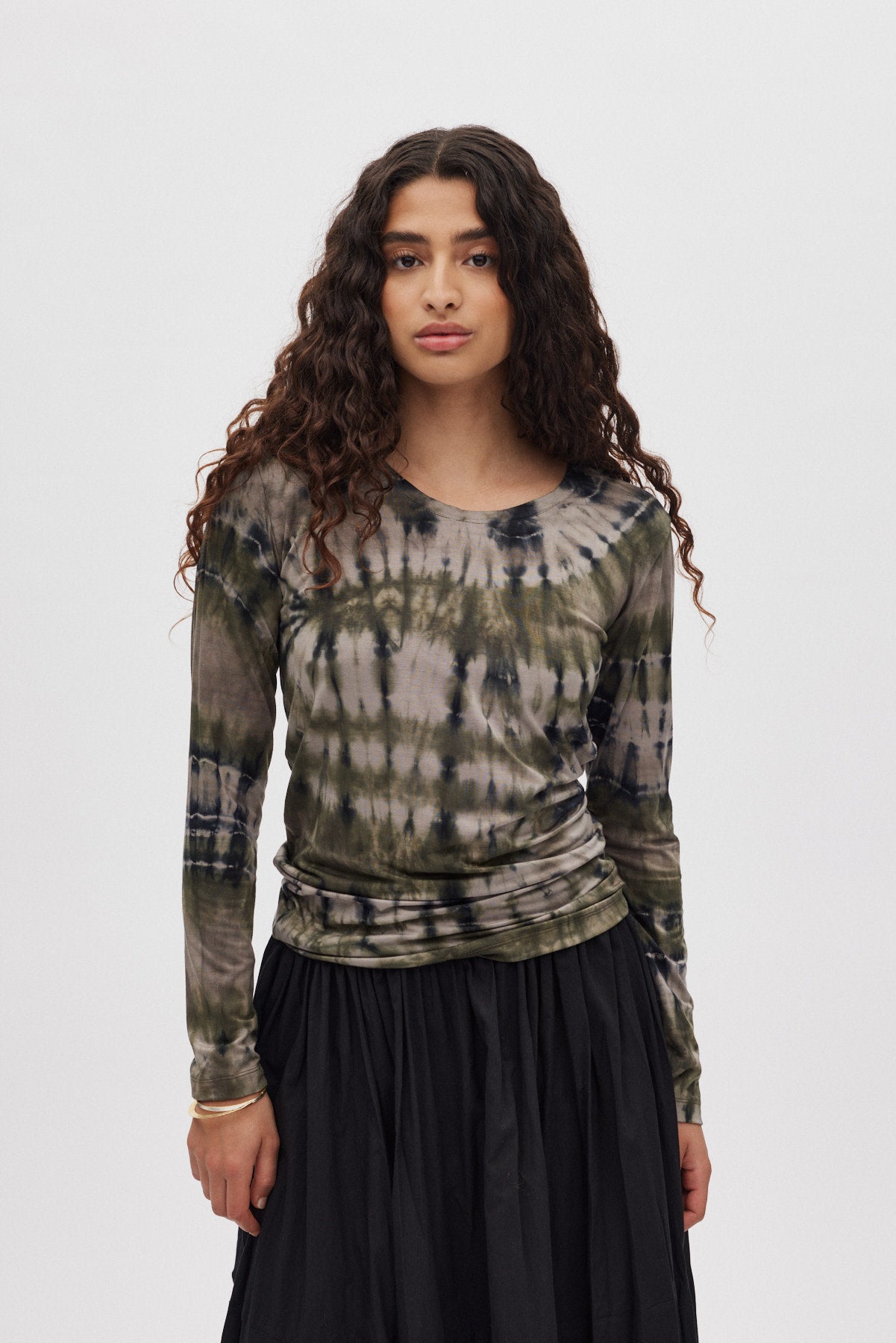 Xenia - Lava jersey t-shirt I Grey green combo 2 - Rabens Saloner - DK