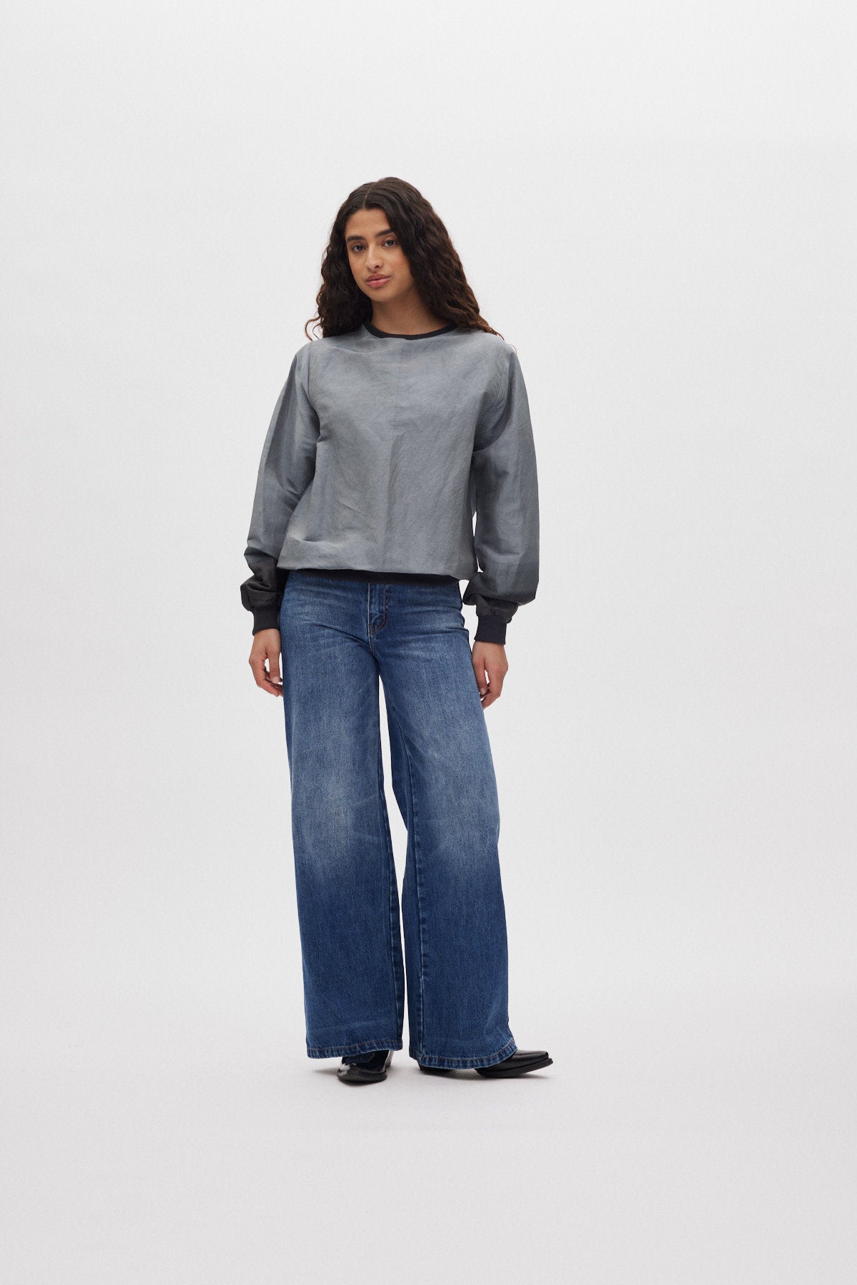 Ommi - Horizon sweat top I Grey/black Grey/black XS 1 - Rabens Saloner - DK