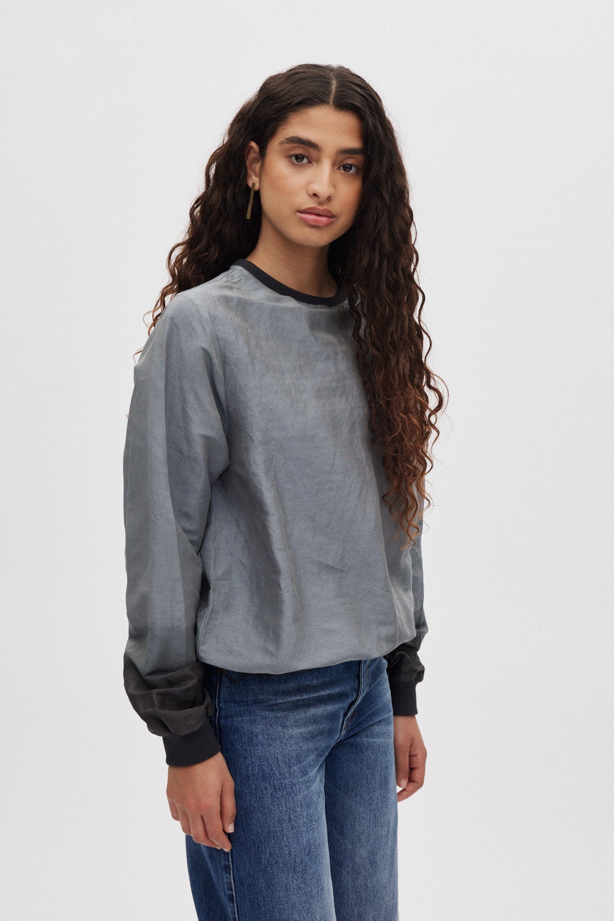 Ommi - Horizon sweat top I Grey/black 2 - Rabens Saloner - DK