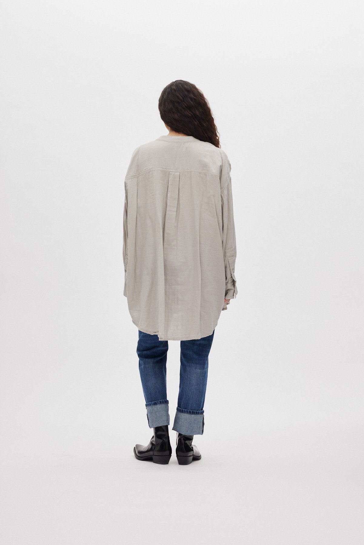 Sonja - Cotton double oversized shirt I Cement 3 - Rabens Saloner - DK