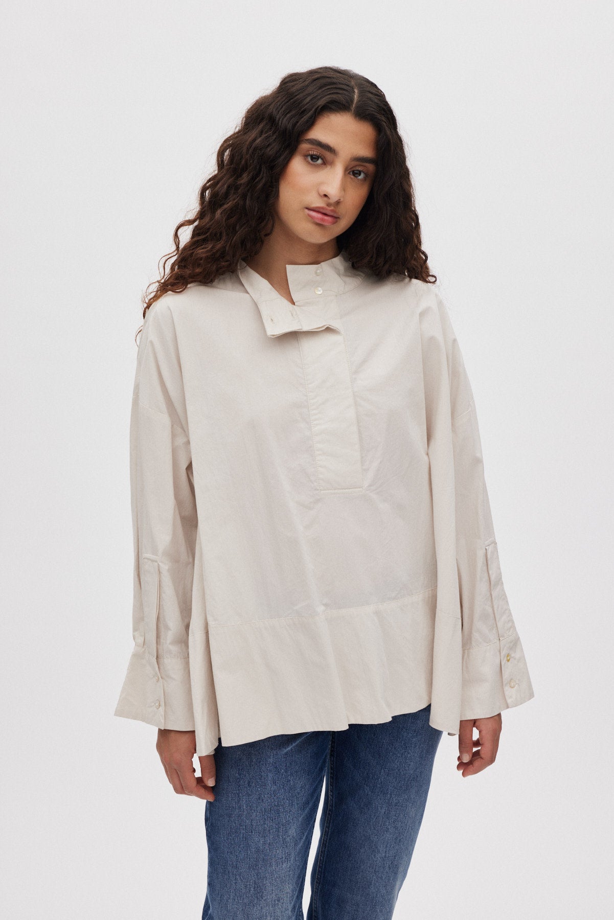 Smea - Poplin flared shirt I Clay 4 - Rabens Saloner - DK
