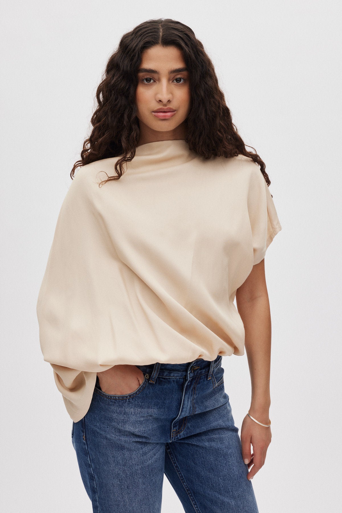 Mist - Ripple drape blouse I Sand Dollar Sand Dollar XS 2 - Rabens Saloner - DK