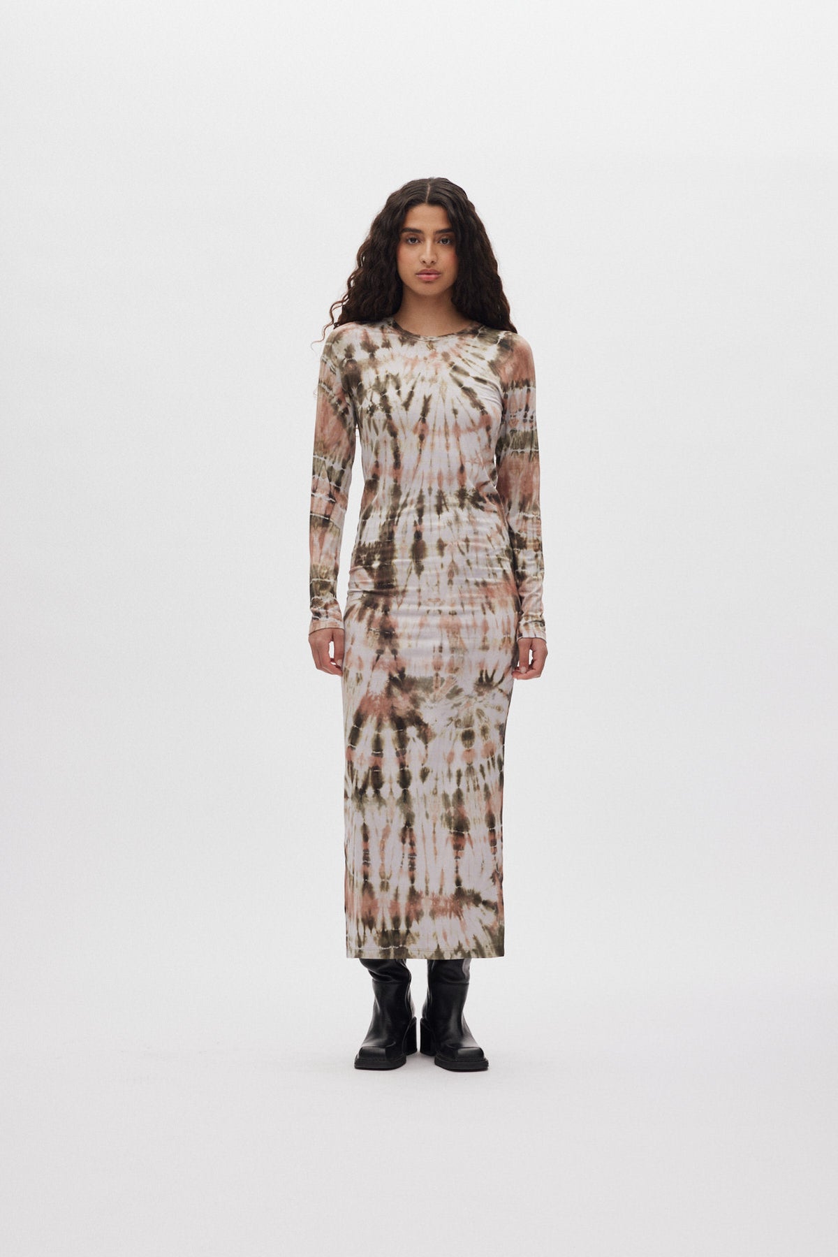 Simi - Lava long jersey dress I Rust combo 1 - Rabens Saloner - DK
