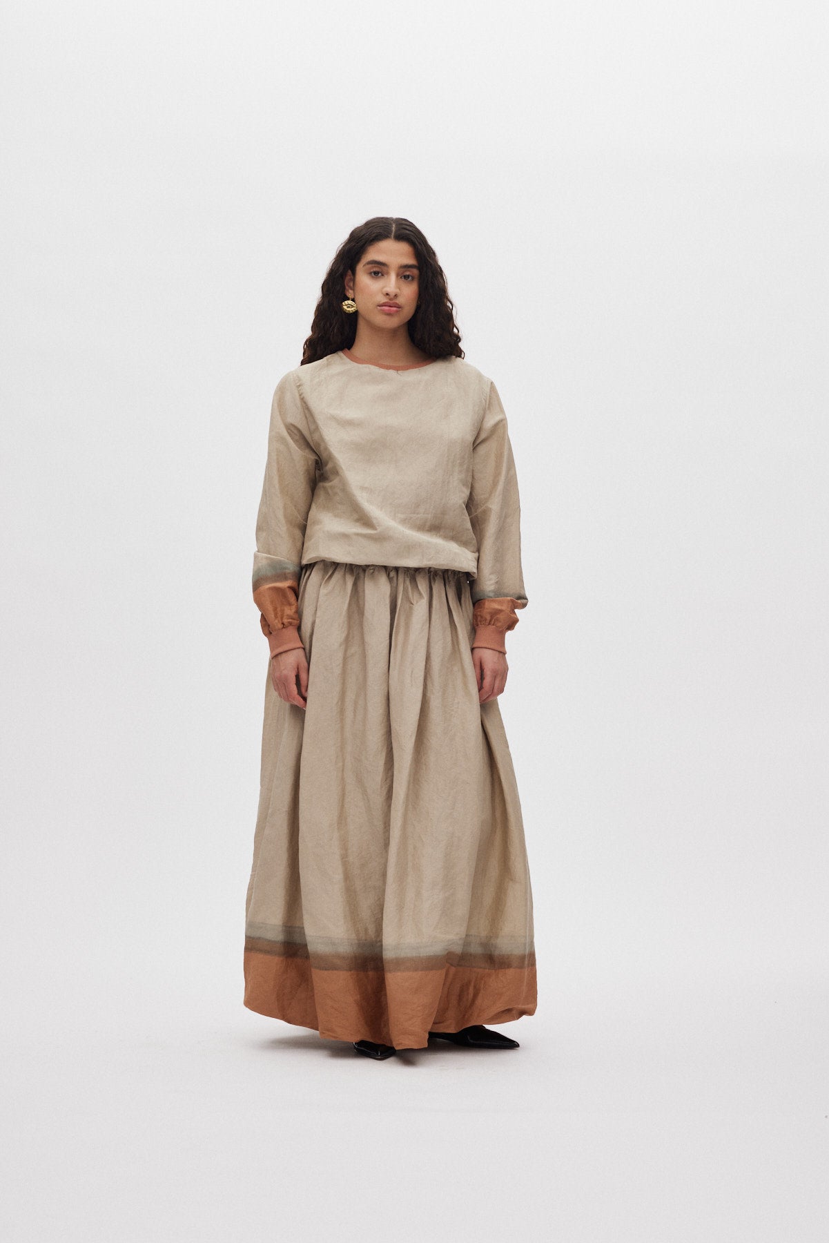 Ommi - Horizon sweat top I Silver/rust 2 - Rabens Saloner - DK