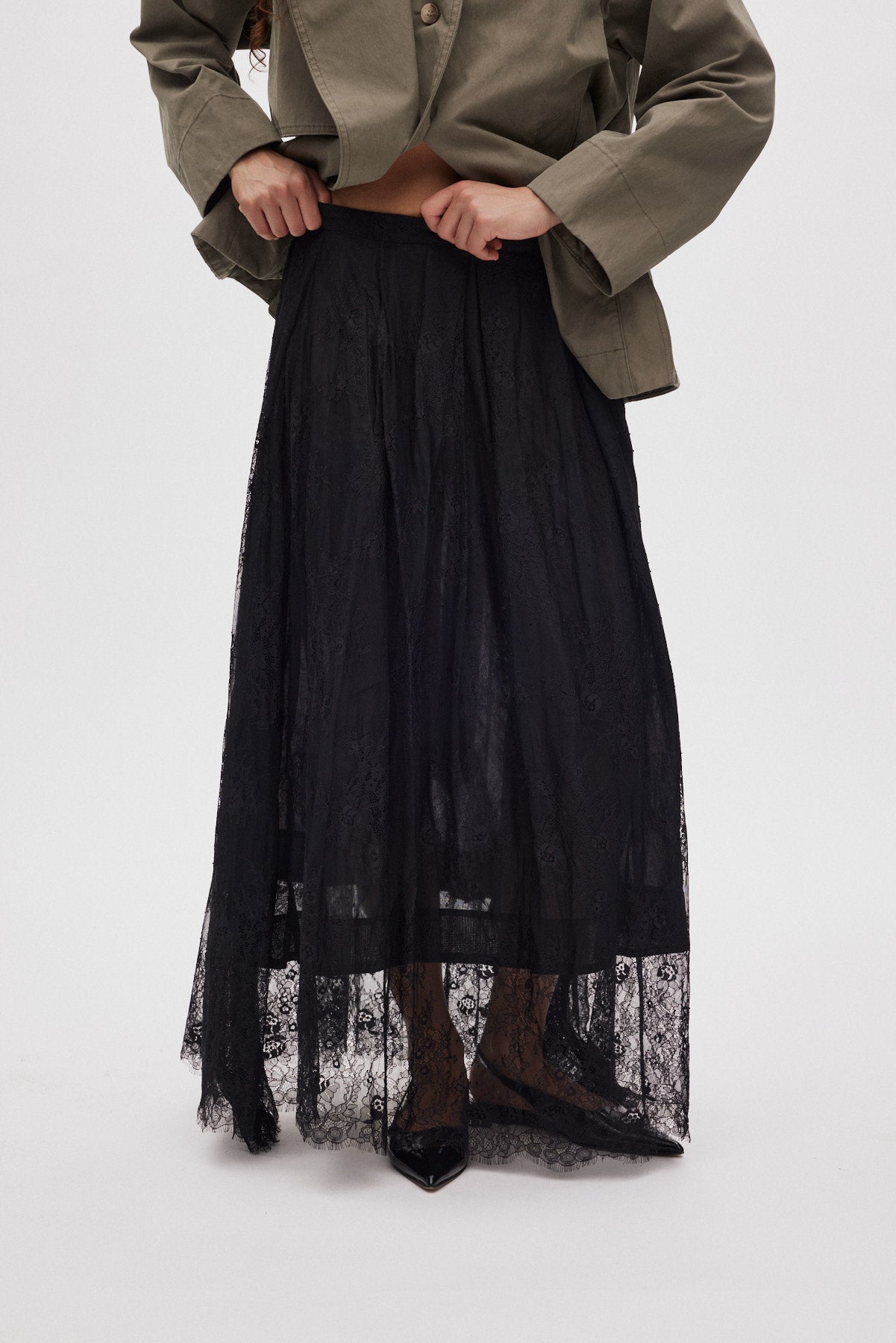 Monette - Laced multi layer skirt I Black 2 - Rabens Saloner - DK