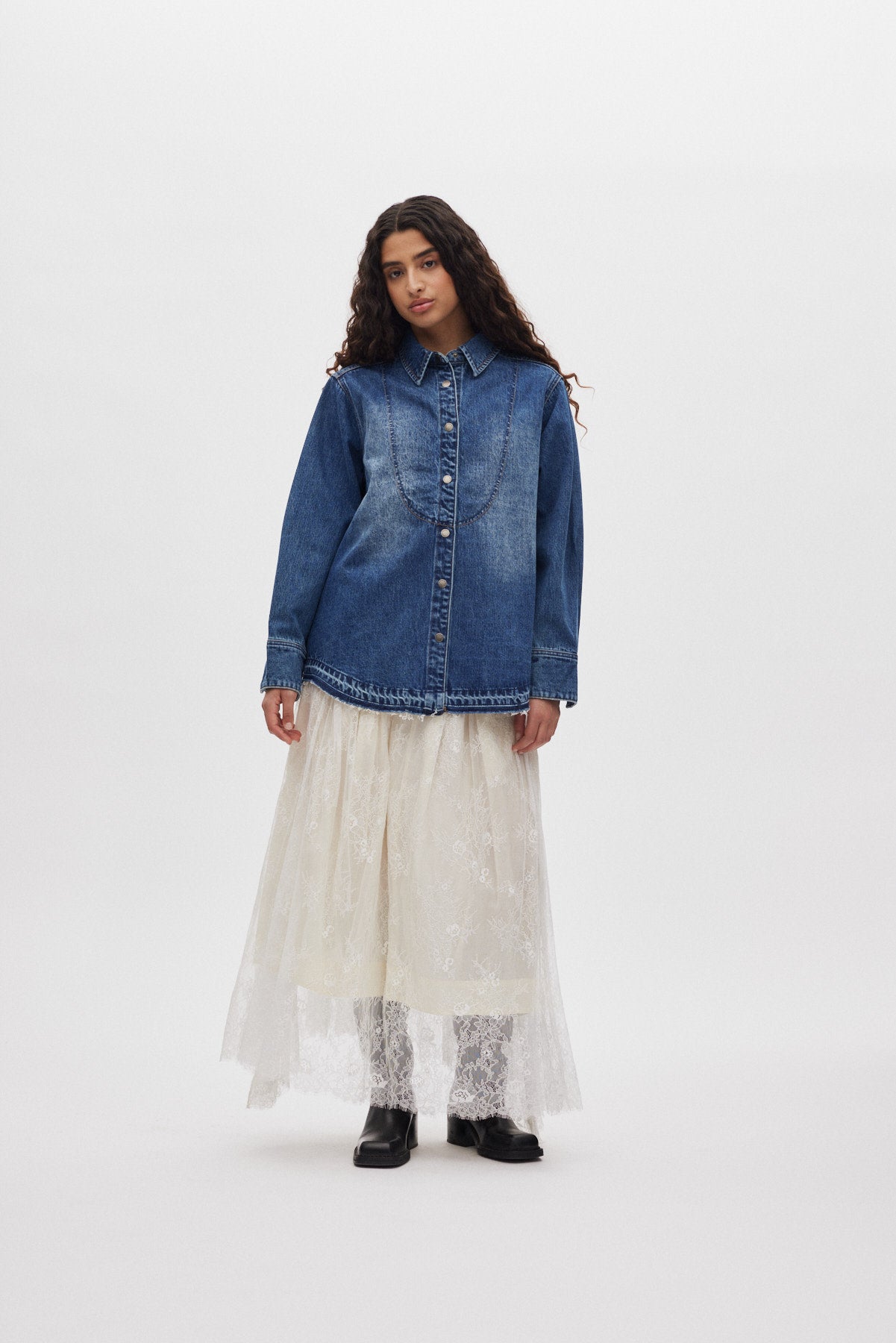 Monette - Laced multi layer skirt I Off white 1 - Rabens Saloner - DK