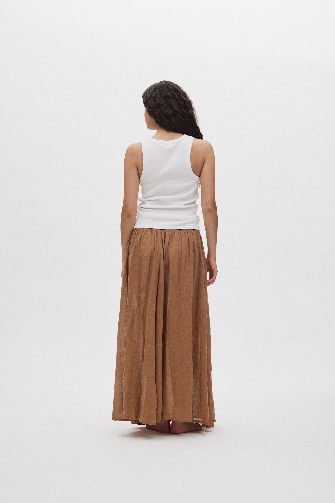 Jumana - Crinkled flared skirt I Walnut 6 - Rabens Saloner - DK