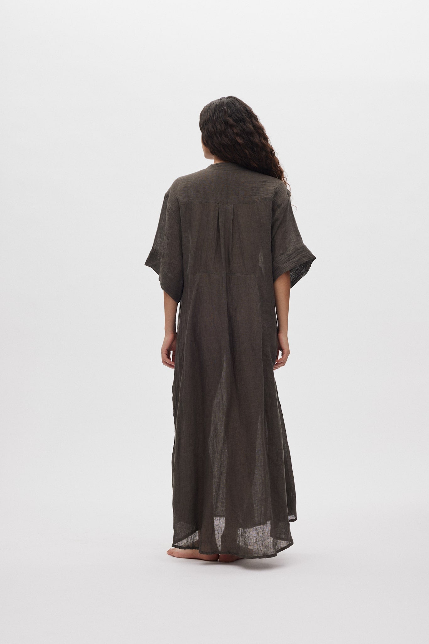 Susi - Crinkled long kaftan I Faded black 5 - Rabens Saloner - DK