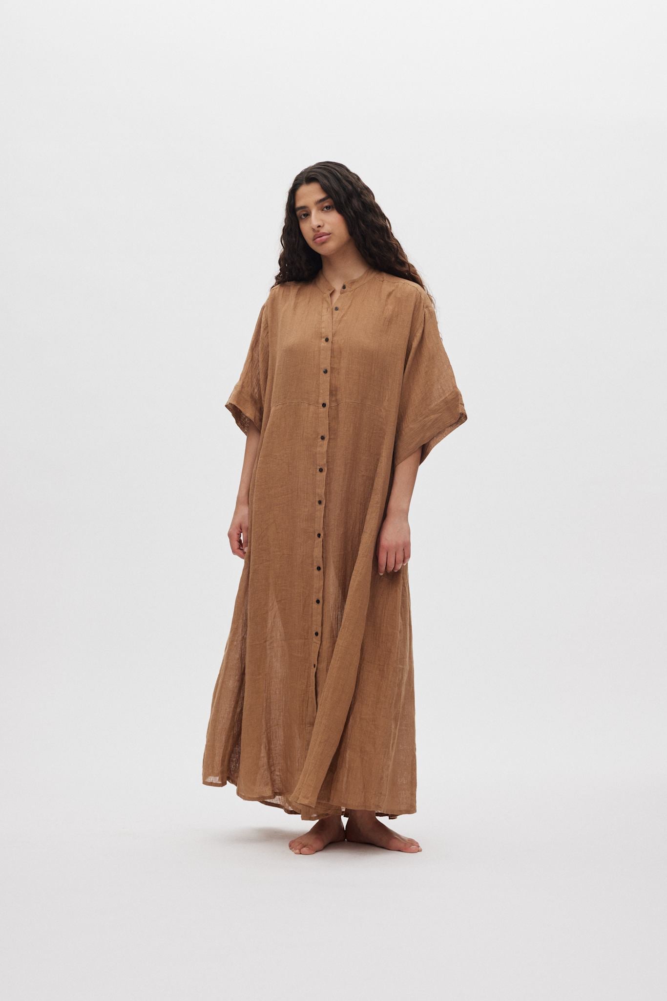 Susi - Crinkled long kaftan I Walnut 8 - Rabens Saloner - DK