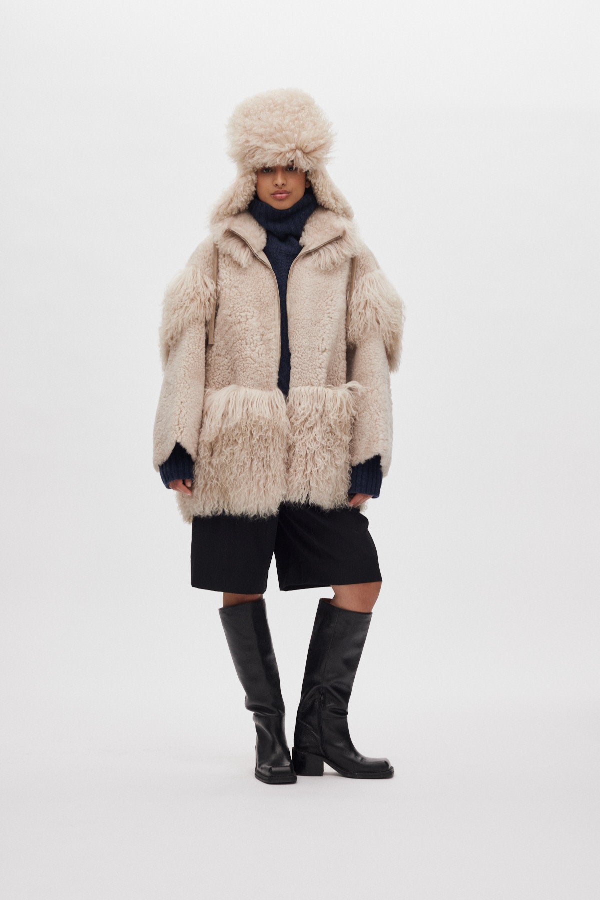 Stacia - Duo shearling jacket I Chalk 4 - Rabens Saloner - DK