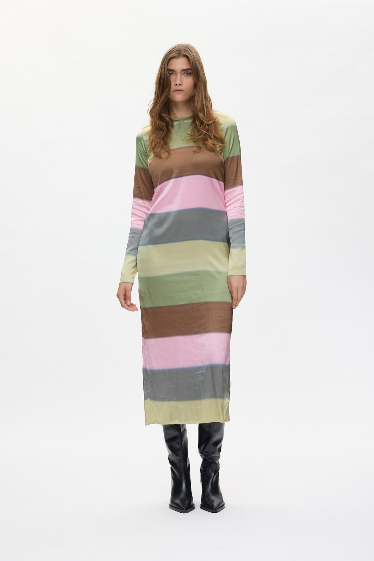 Cesilla - Ribbon line tube dress I Pink sage combo