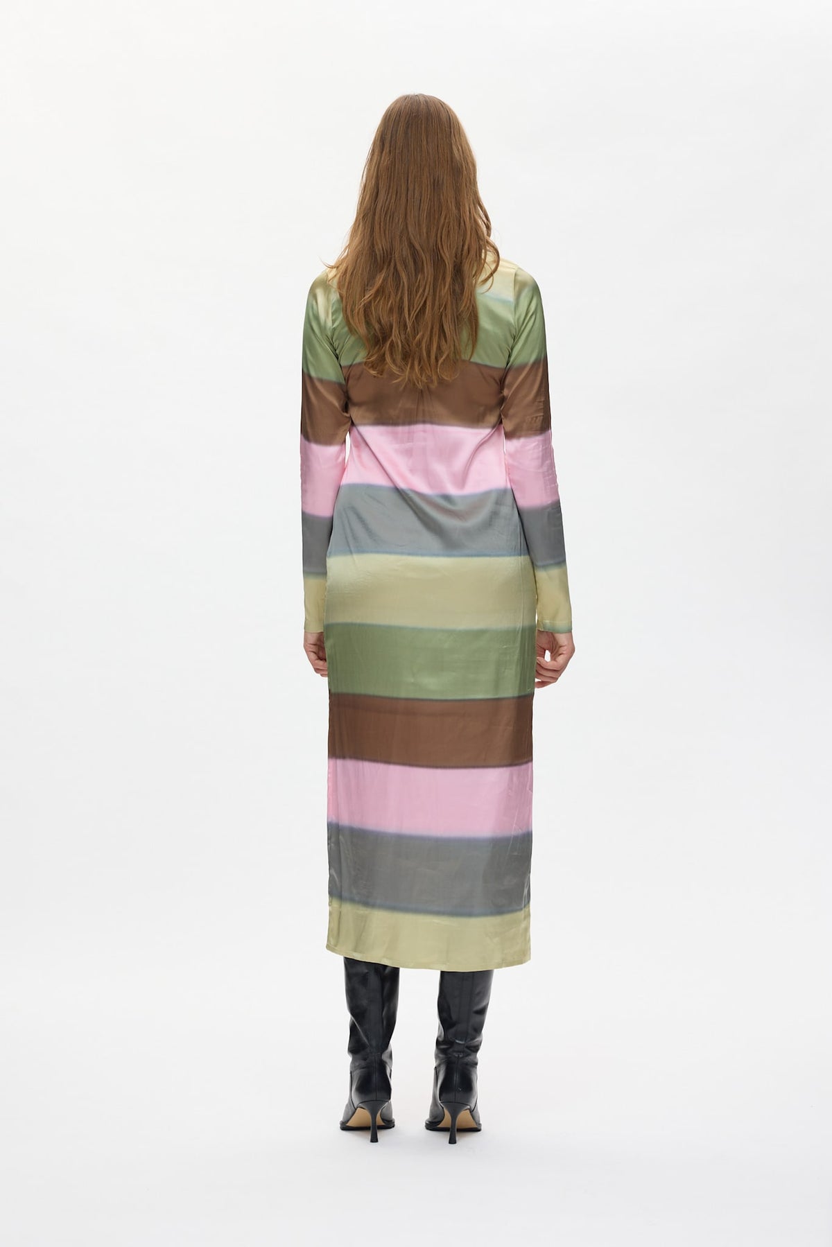 Cesilla - Ribbon line tube dress I Pink sage combo