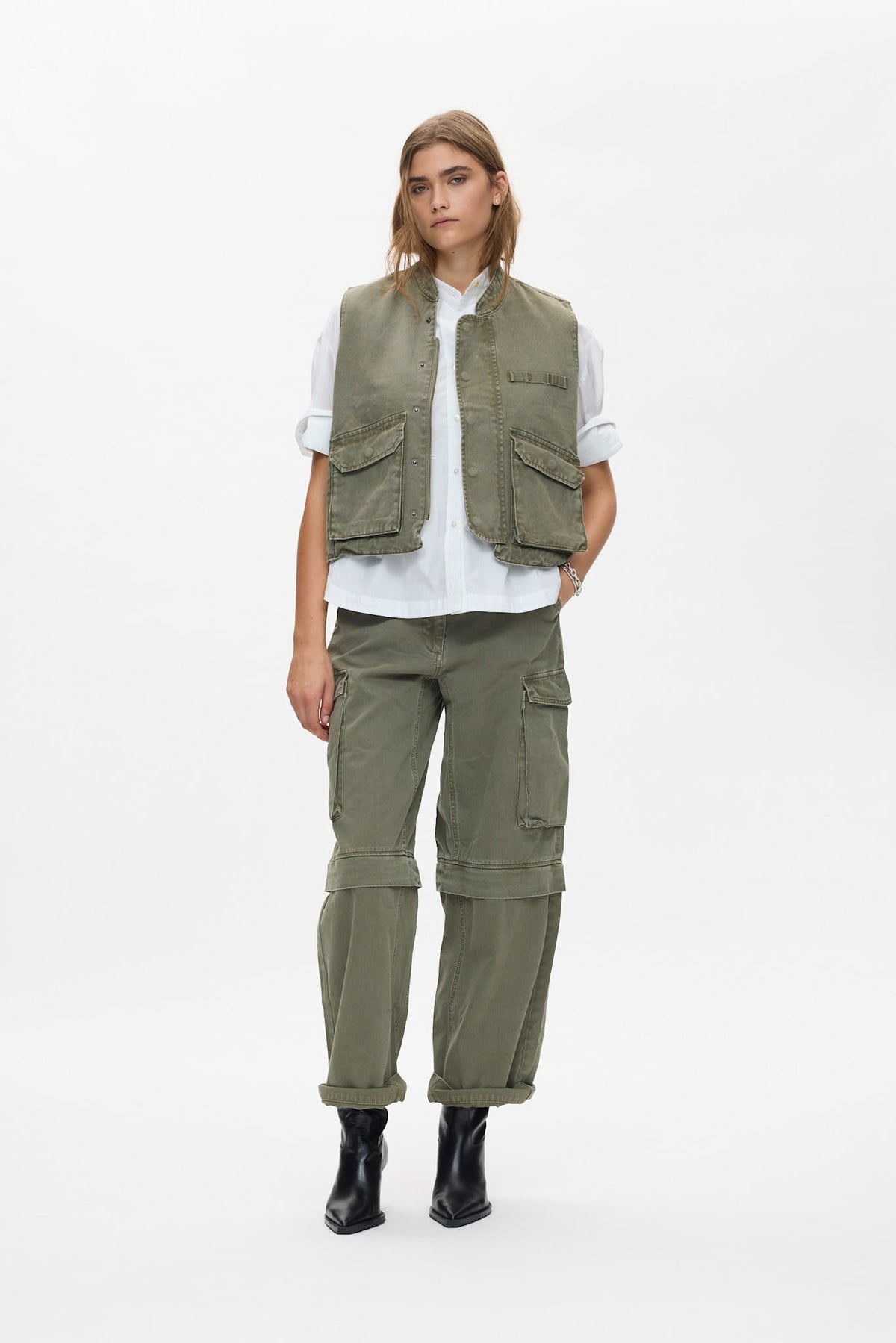 Beena - Canvas vest I Washed sage Washed sage XS/S 1 - Rabens Saloner - DK