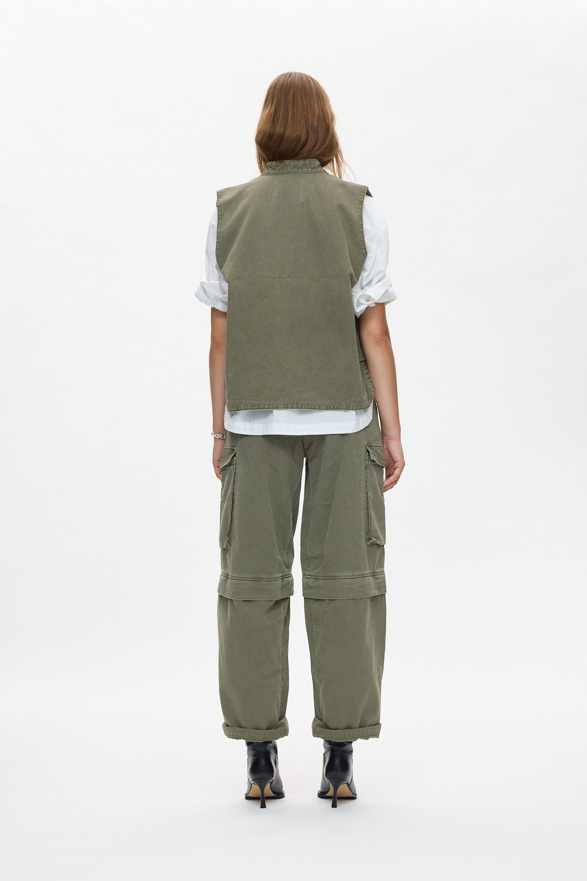 Beena - Canvas vest I Washed sage 3 - Rabens Saloner - DK