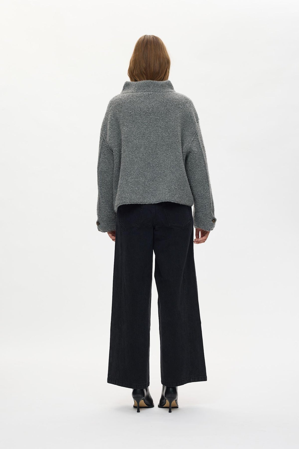 Emel - Sheep knit reverse jacket I Grey melange 2 - Rabens Saloner - DK