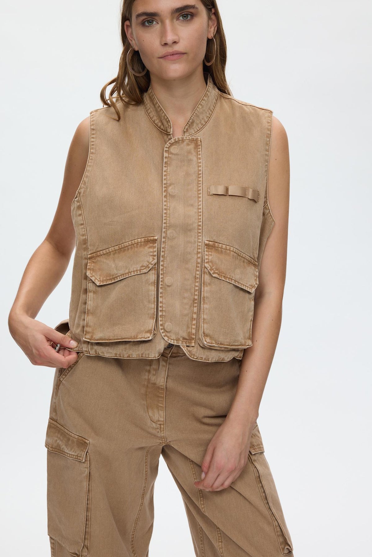 Beena - Canvas vest I Washed tobacco 2 - Rabens Saloner - DK
