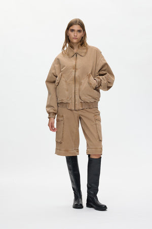 Ezmira - Canvas padded bomber I Washed tobacco Washed tobacco XS 1 - Rabens Saloner - DK