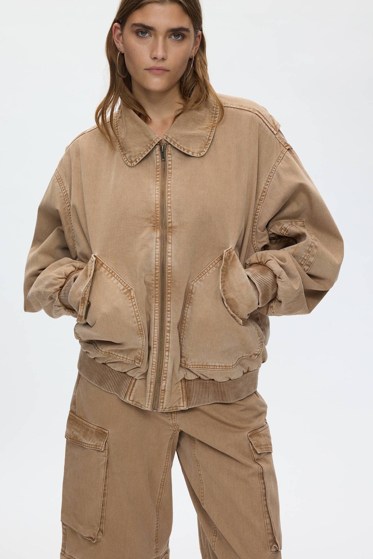 Ezmira - Canvas padded bomber I Washed tobacco 2 - Rabens Saloner - DK
