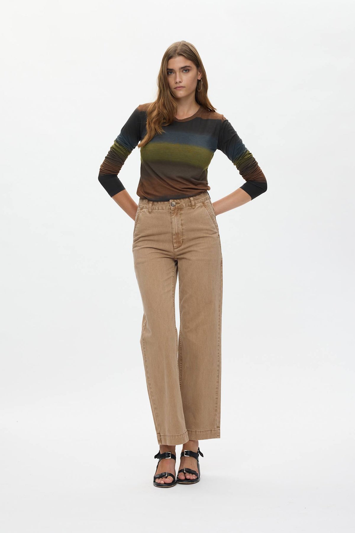 Sabina - Canvas pants I Washed tobacco 1 - Rabens Saloner - DK