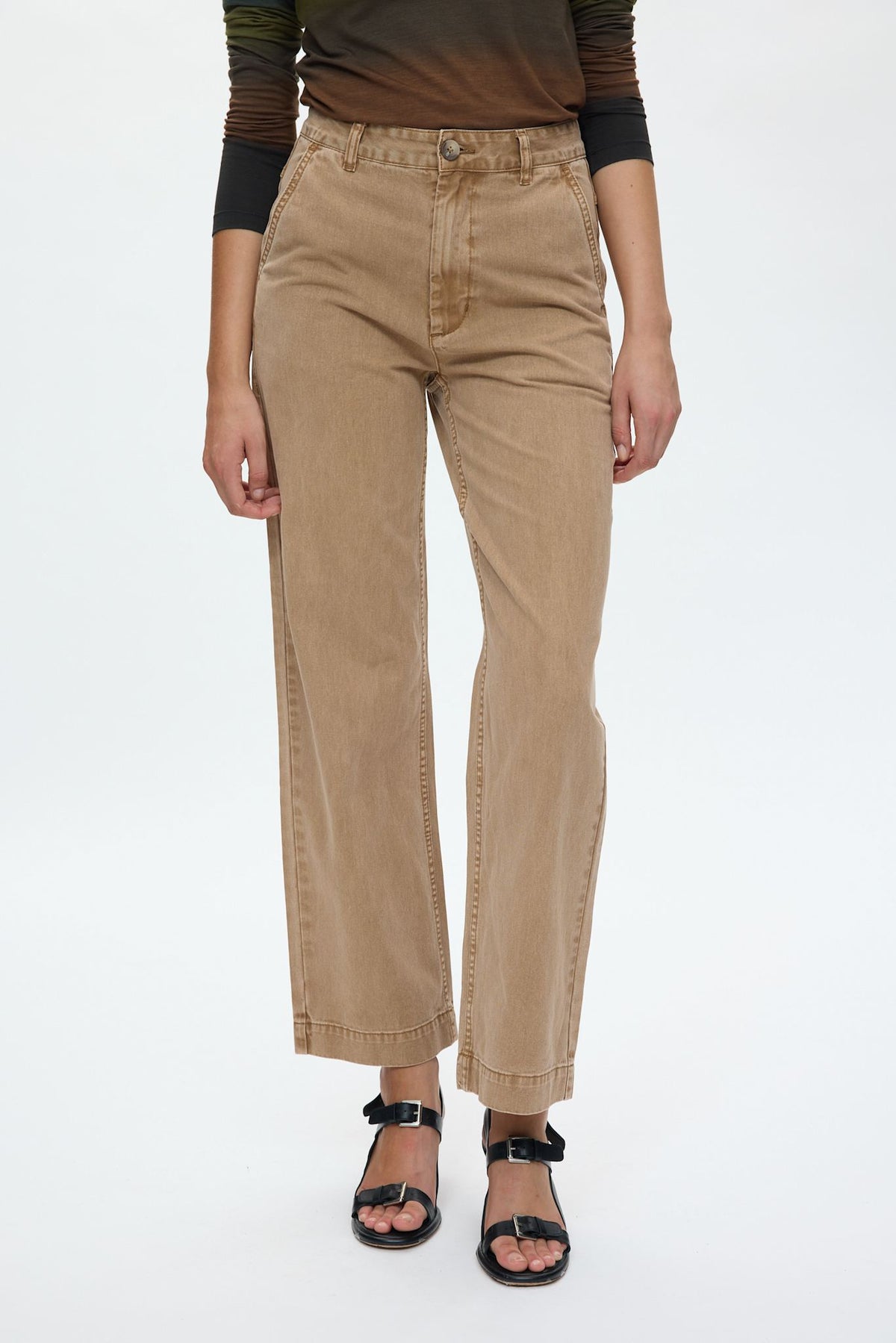 Sabina - Canvas pants I Washed tobacco 2 - Rabens Saloner - DK