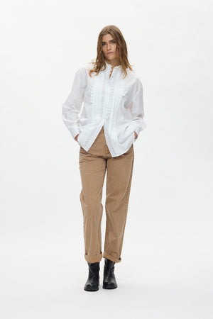 Dim - Poplin front frill shirt I White White XS 1 - Rabens Saloner - DK