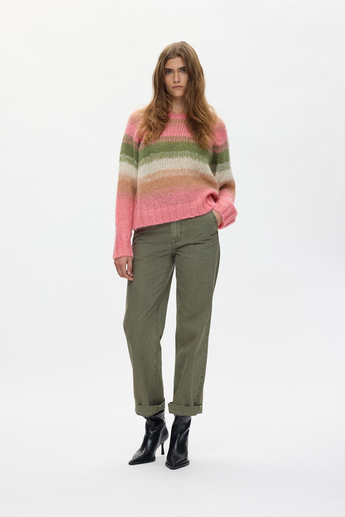 Jasmin - Blurred yarn boxy sweater I Pink combo Pink combo XS/S 1 - Rabens Saloner - DK