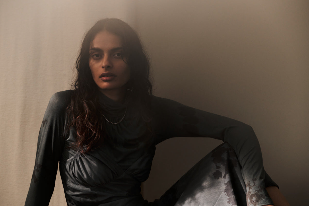 Hiba - Cosmic FN long sleeve top I Anthracite combo 4 - Rabens Saloner - DK