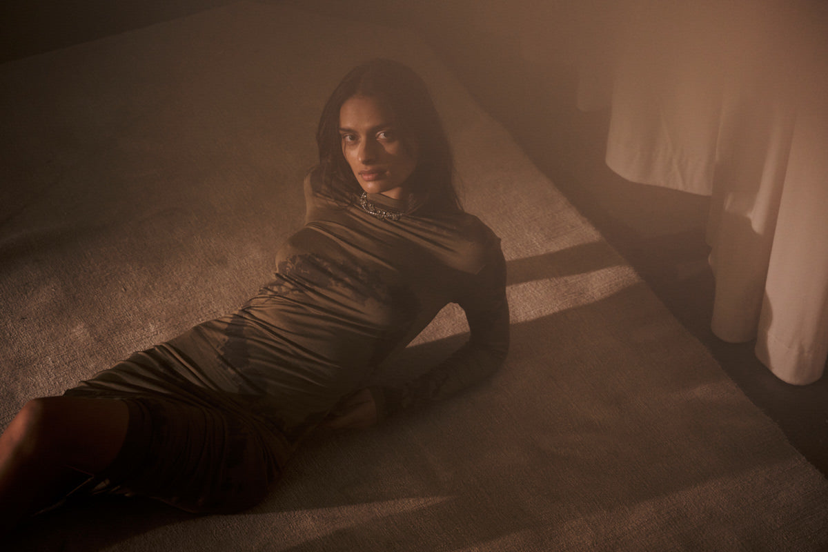 Lykka - Cosmic long jersey dress I Timber combo 3 - Rabens Saloner - DK