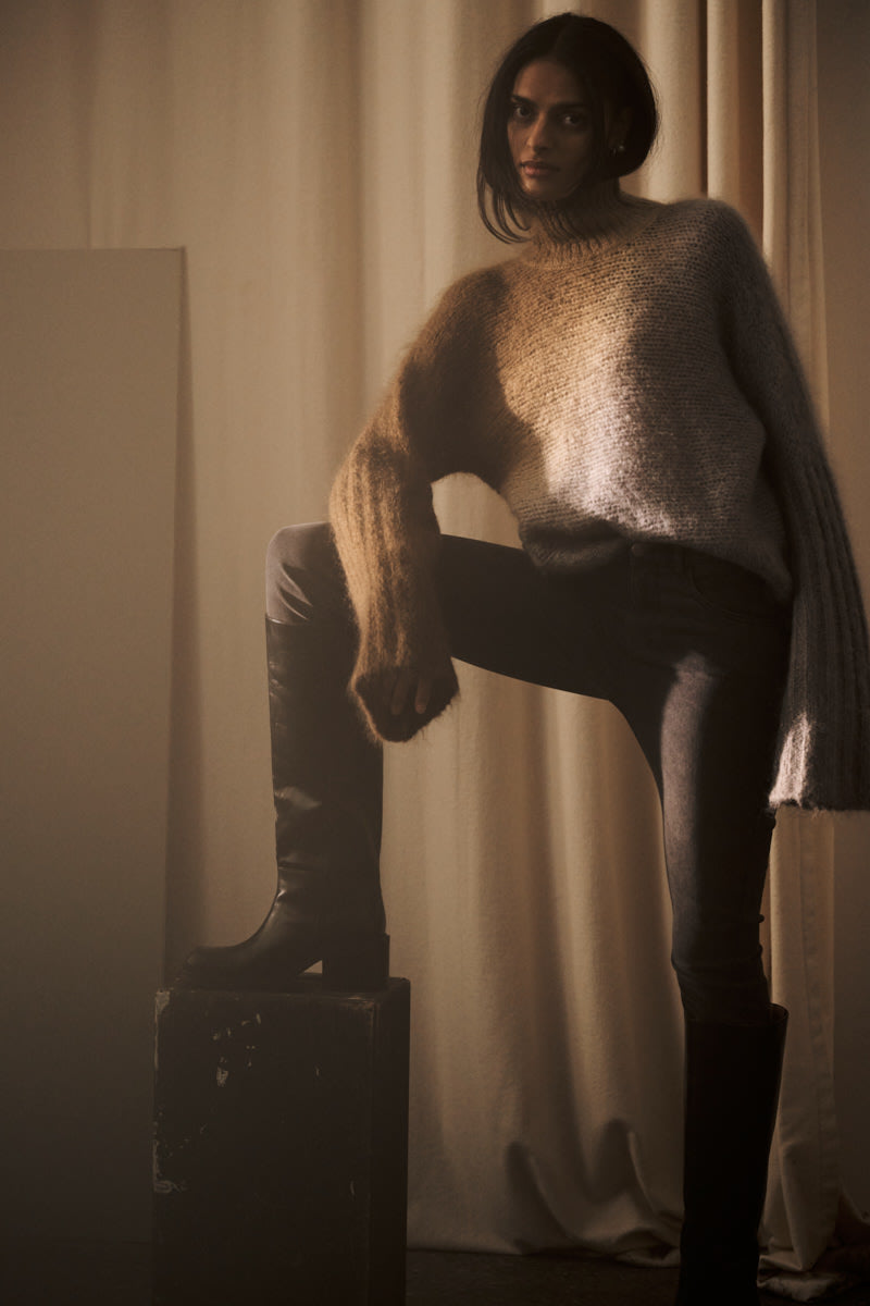 Felicia - Denim stretch skinny cropped pants I Washed black denim 9 - Rabens Saloner - DK