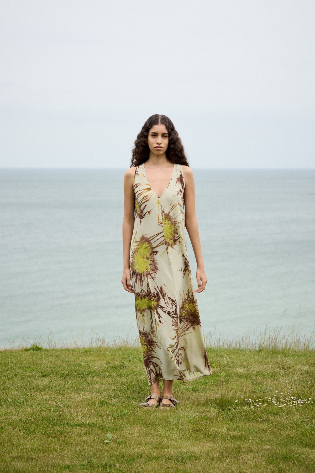 Alpa - Sea urchin long dress I Chartreuse combo 8 - Rabens Saloner - DK