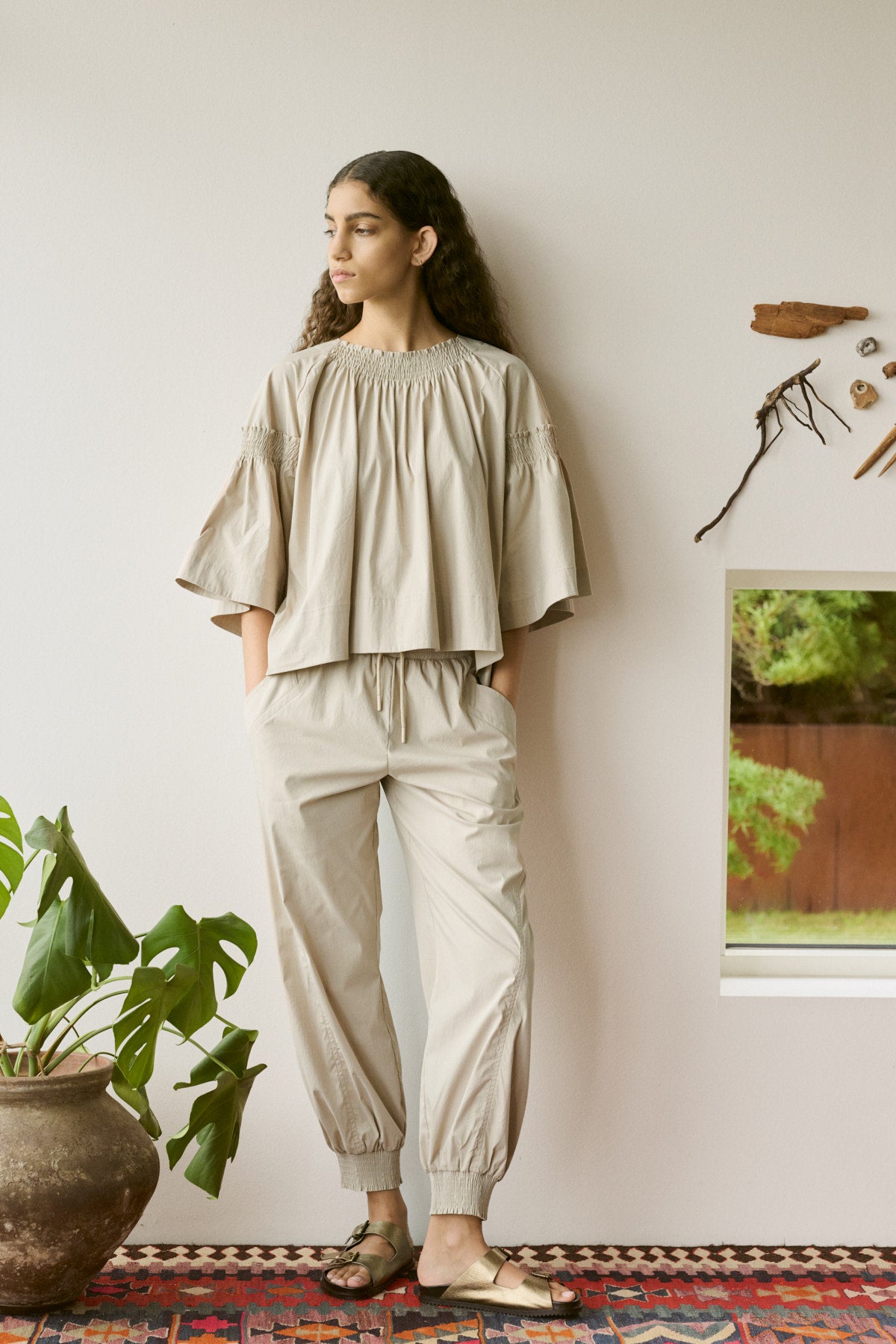 Efil - Papery frill sleeve top I Sidiment 5 - Rabens Saloner - DK