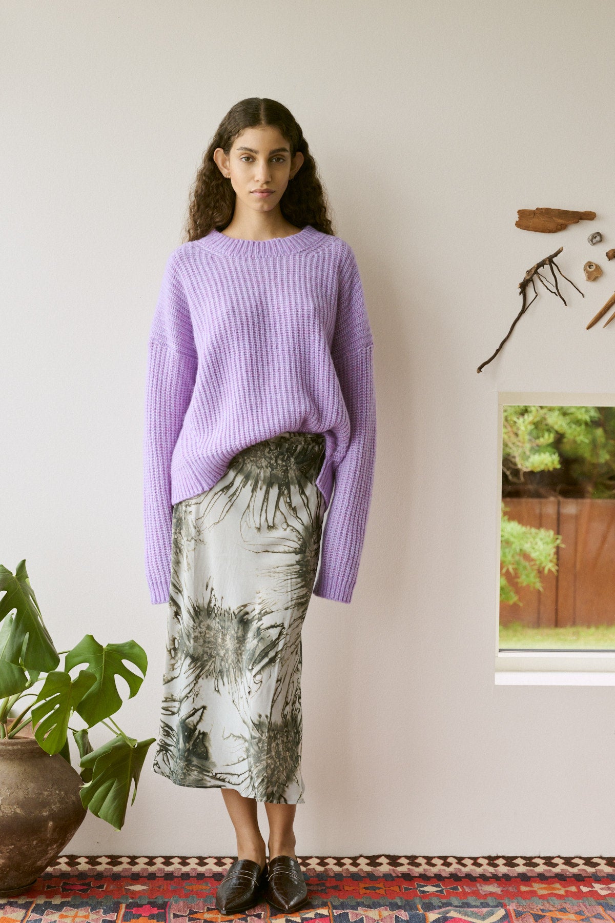 Hifa - Open knit cosy sweater I Lavender 1 - Rabens Saloner - DK