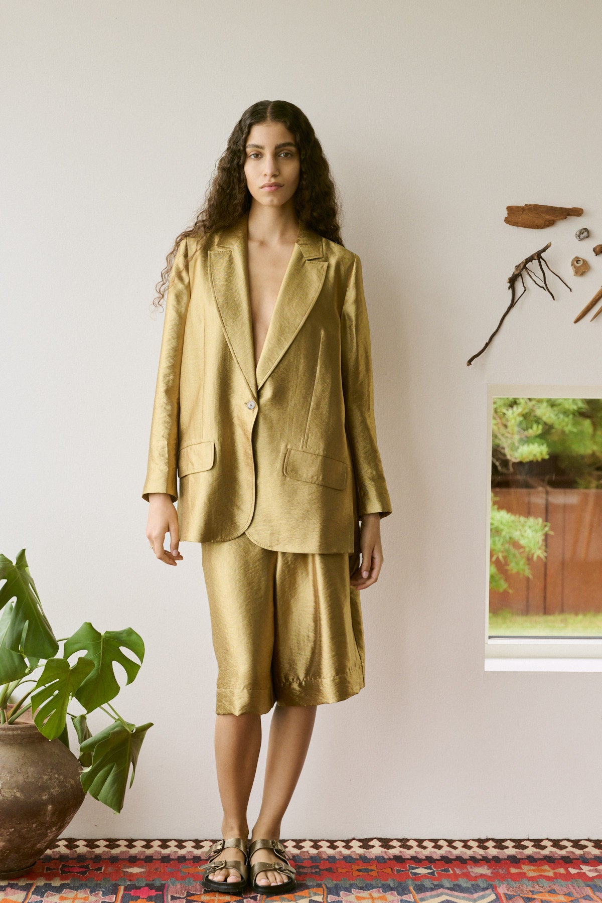 Alona - Woven gold jacket I Gold 8 - Rabens Saloner - DK