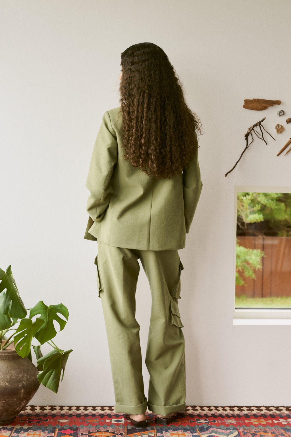 Pamila - Soft tailoring cargo pants I Light grey melange