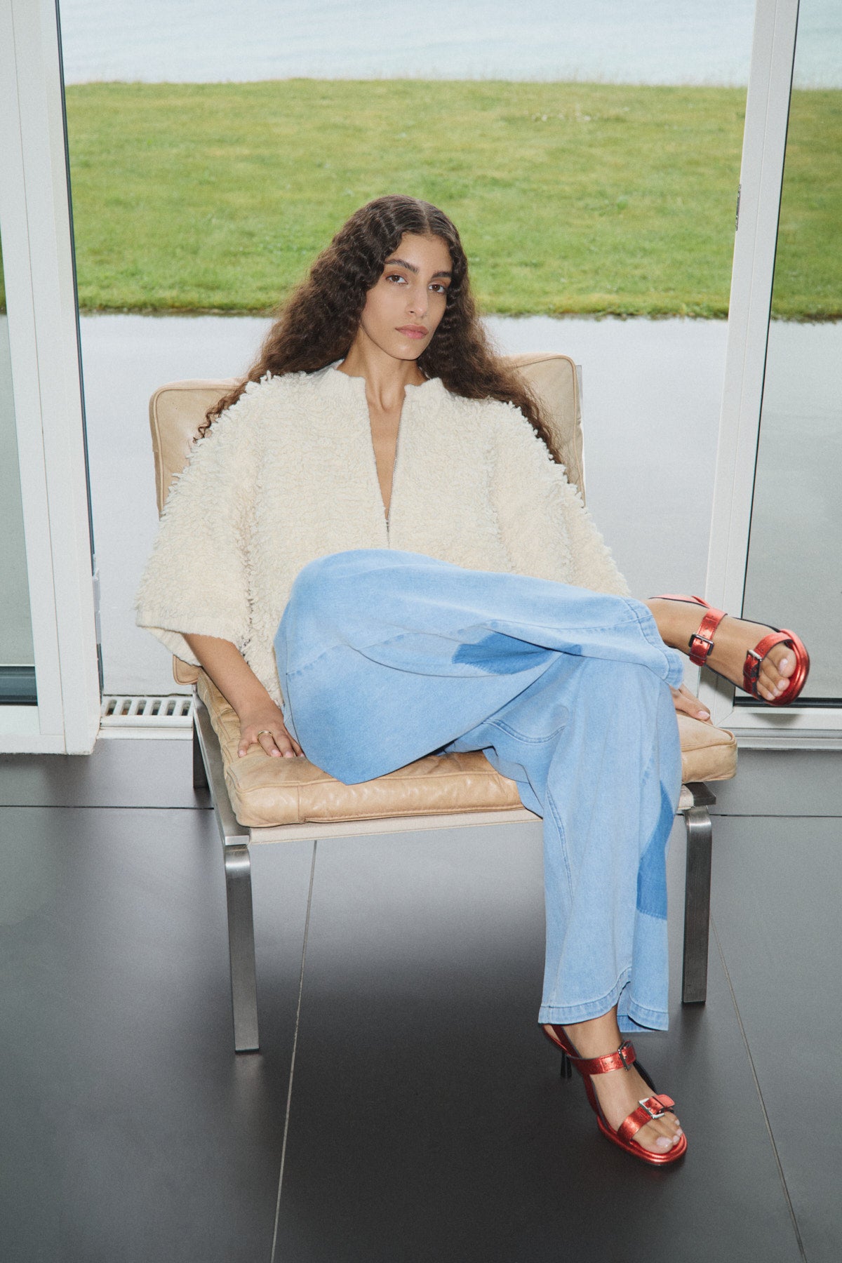 Alice - Shaggy lam knit cardigan I Off white 10 - Rabens Saloner - DK