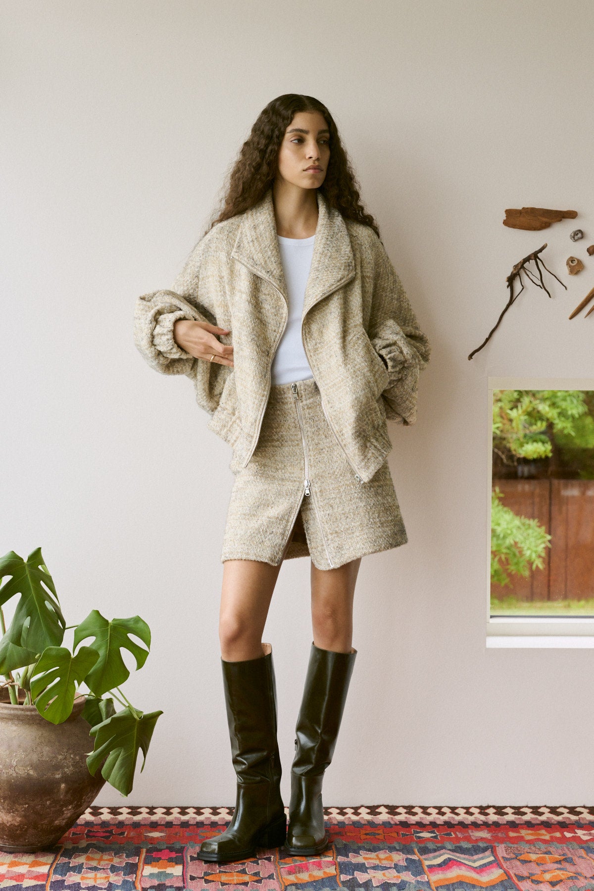 Hareem - Boucle check jacket I Powder check 5 - Rabens Saloner - DK