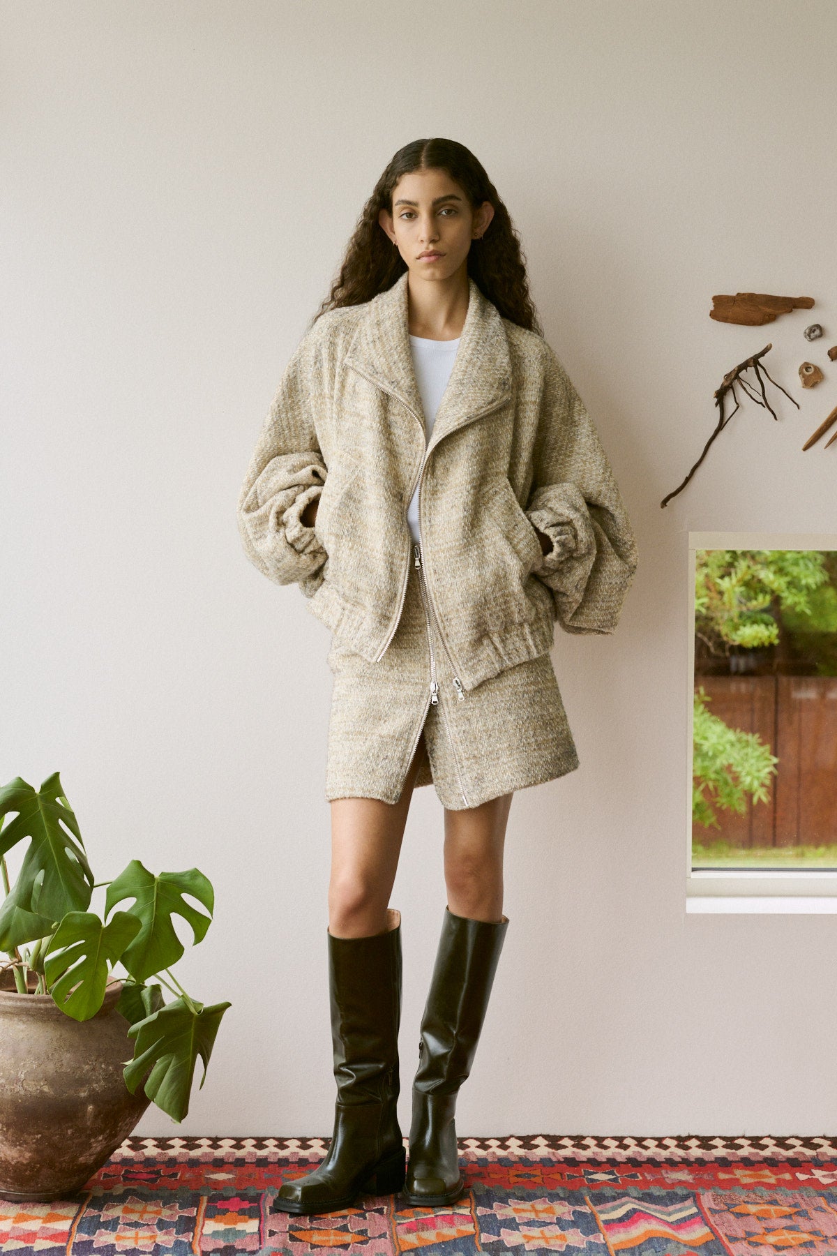 Hareem - Boucle check jacket I Powder check 6 - Rabens Saloner - DK