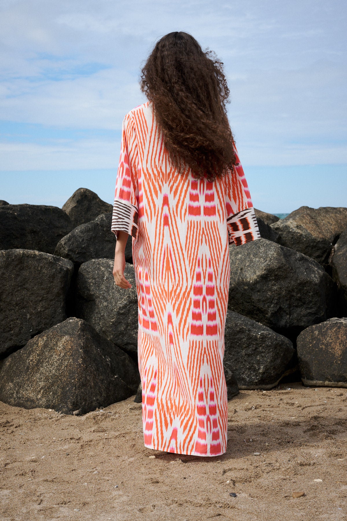 Karimalou - Ikat combo kaftan I Forest pink sand & citrus combo 6 - Rabens Saloner - DK