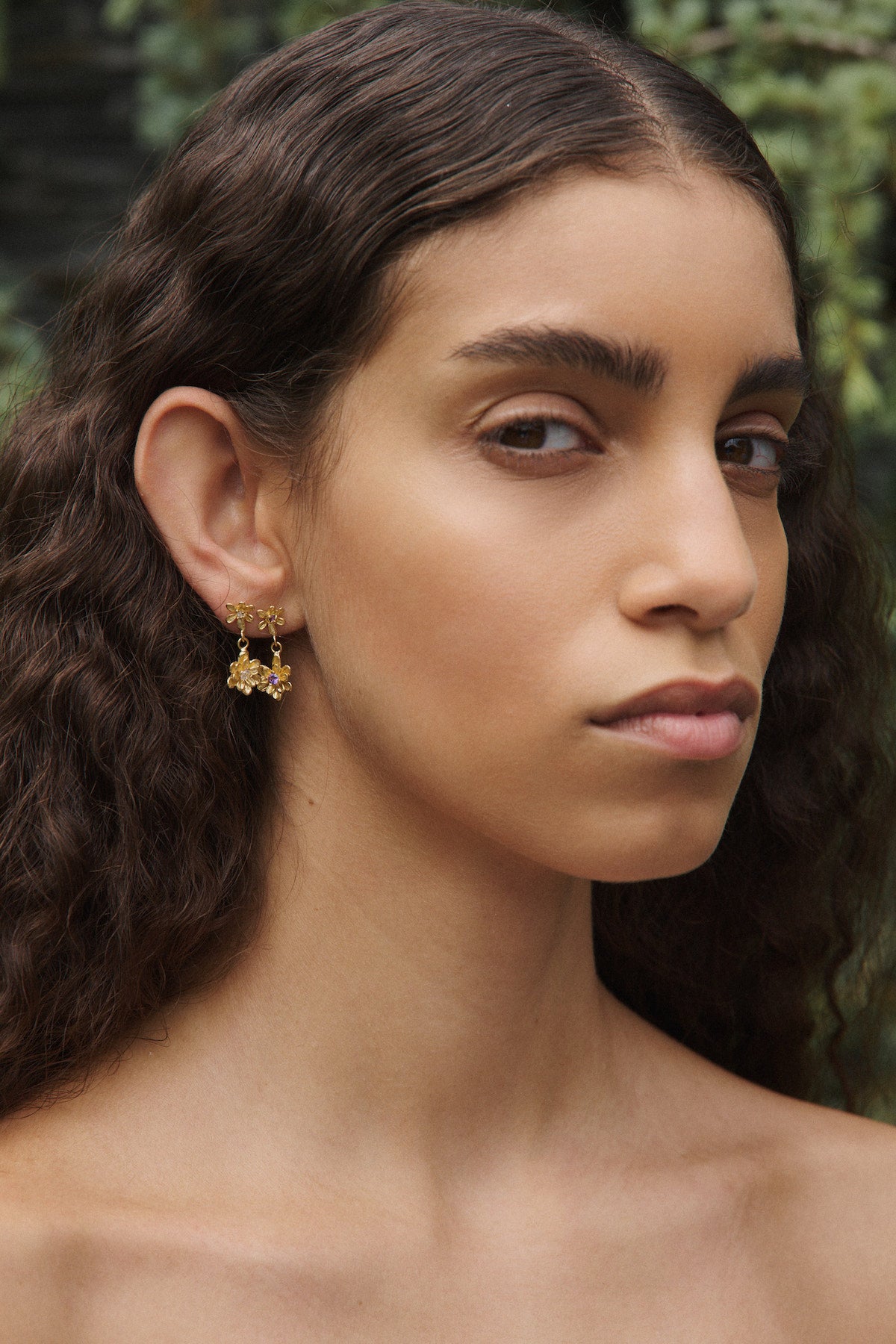 Double Flower Earring - Nafsu I White Zirconia 2 - Rabens Saloner - DK