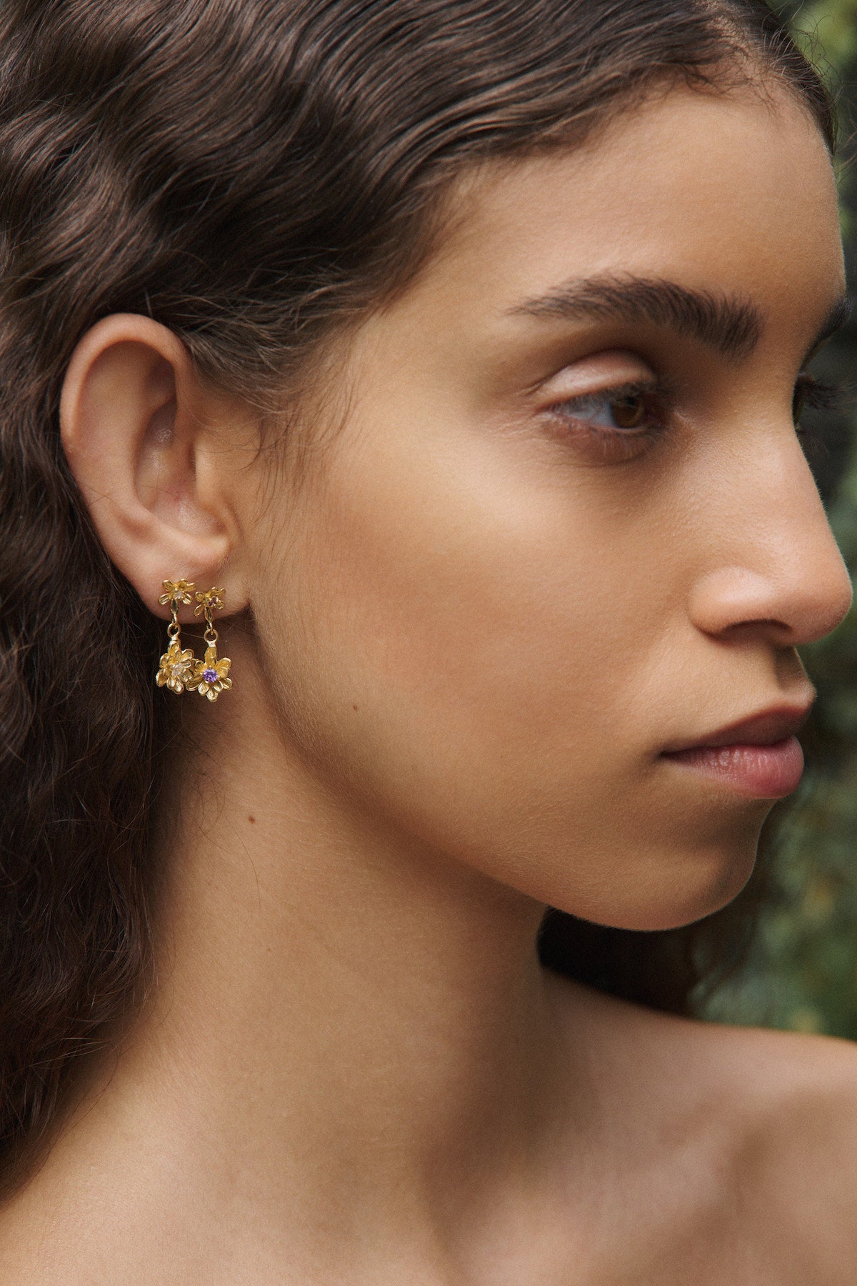 Double Flower Earring - Nafsu I Purple Amethyst 1 - Rabens Saloner - DK
