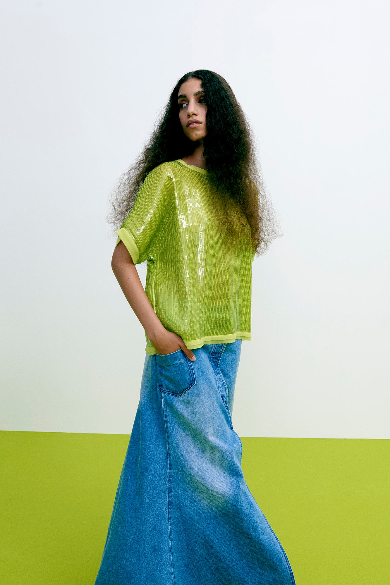 Emmali - Denim long skirt I Light washed denim 6 - Rabens Saloner - DK