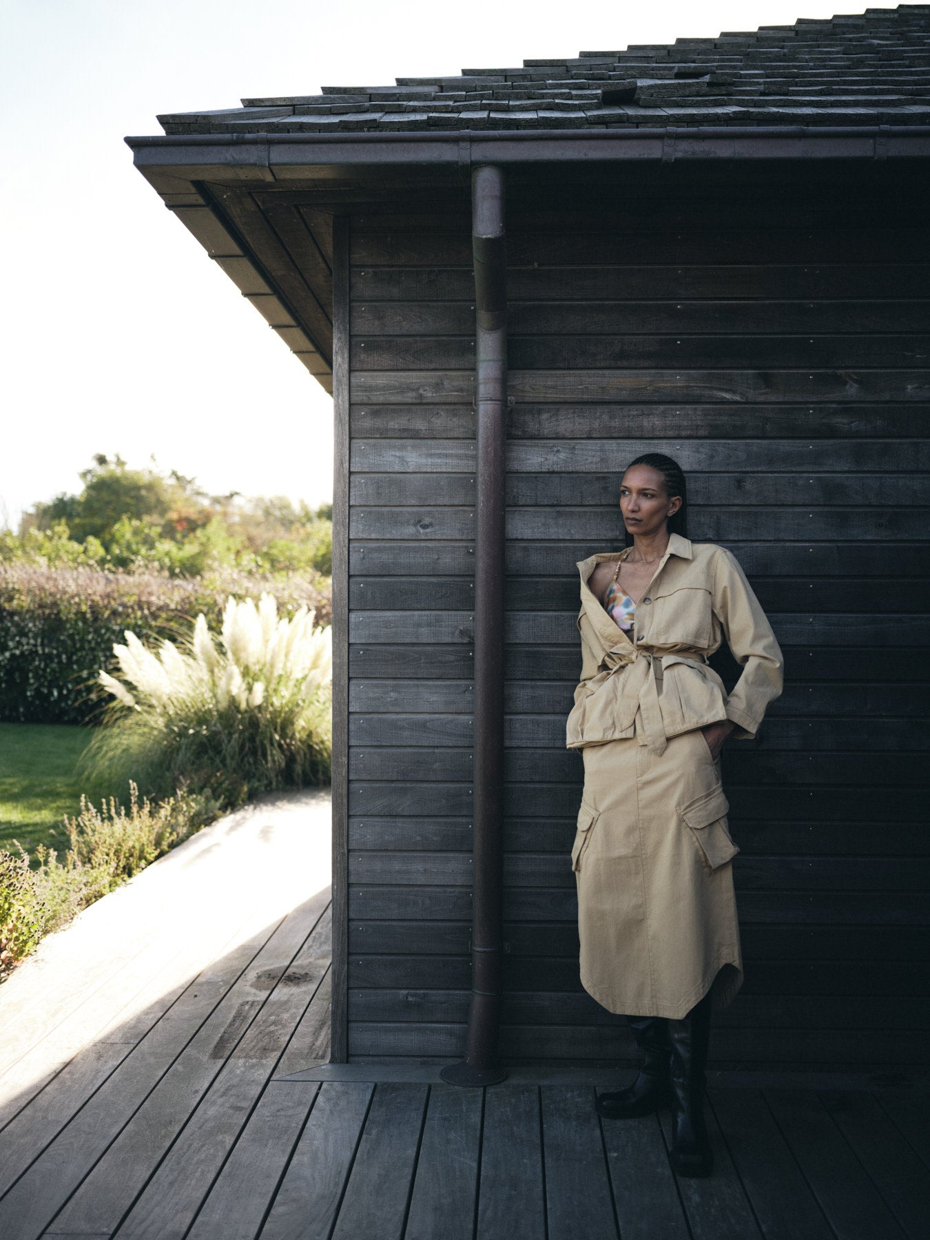 Sienna - Texture canvas belted jacket I Sand Sand XS 10 - Rabens Saloner - DK