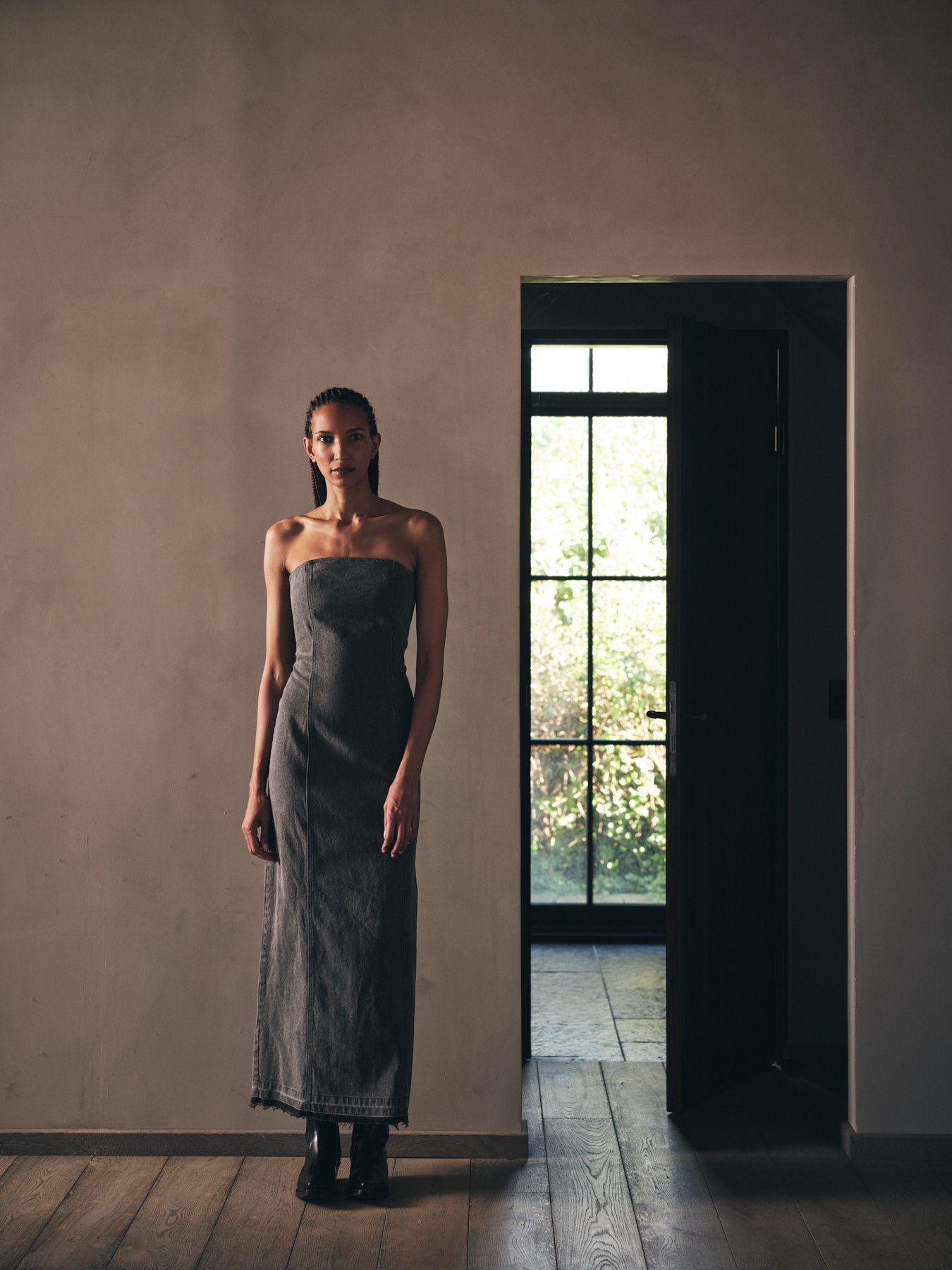 Anizette - Grey denim fitted dress I Washed grey Washed grey XS 8 - Rabens Saloner - DK