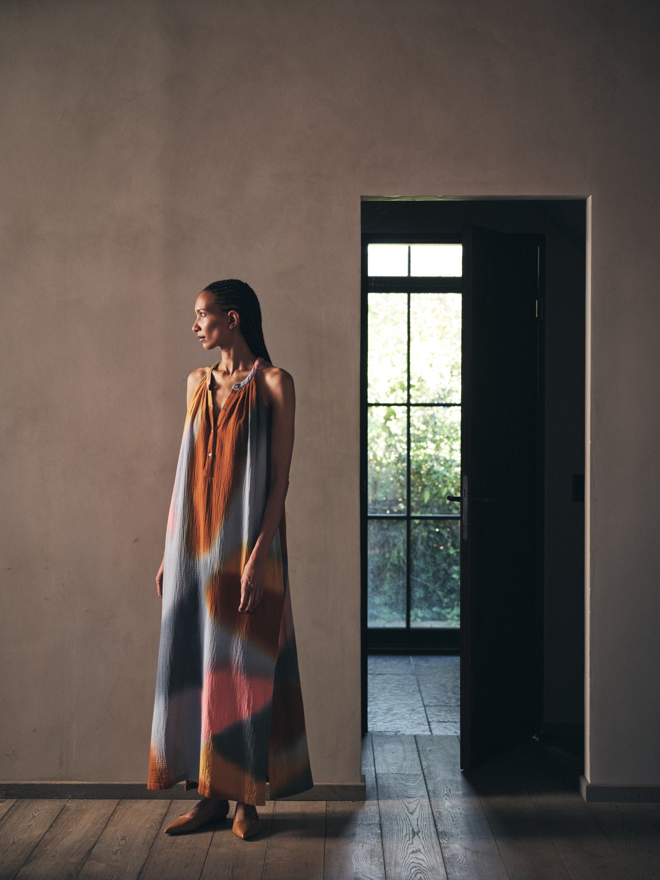 Malaia - Water colour button front dress I Sunset combo 7 - Rabens Saloner - DK