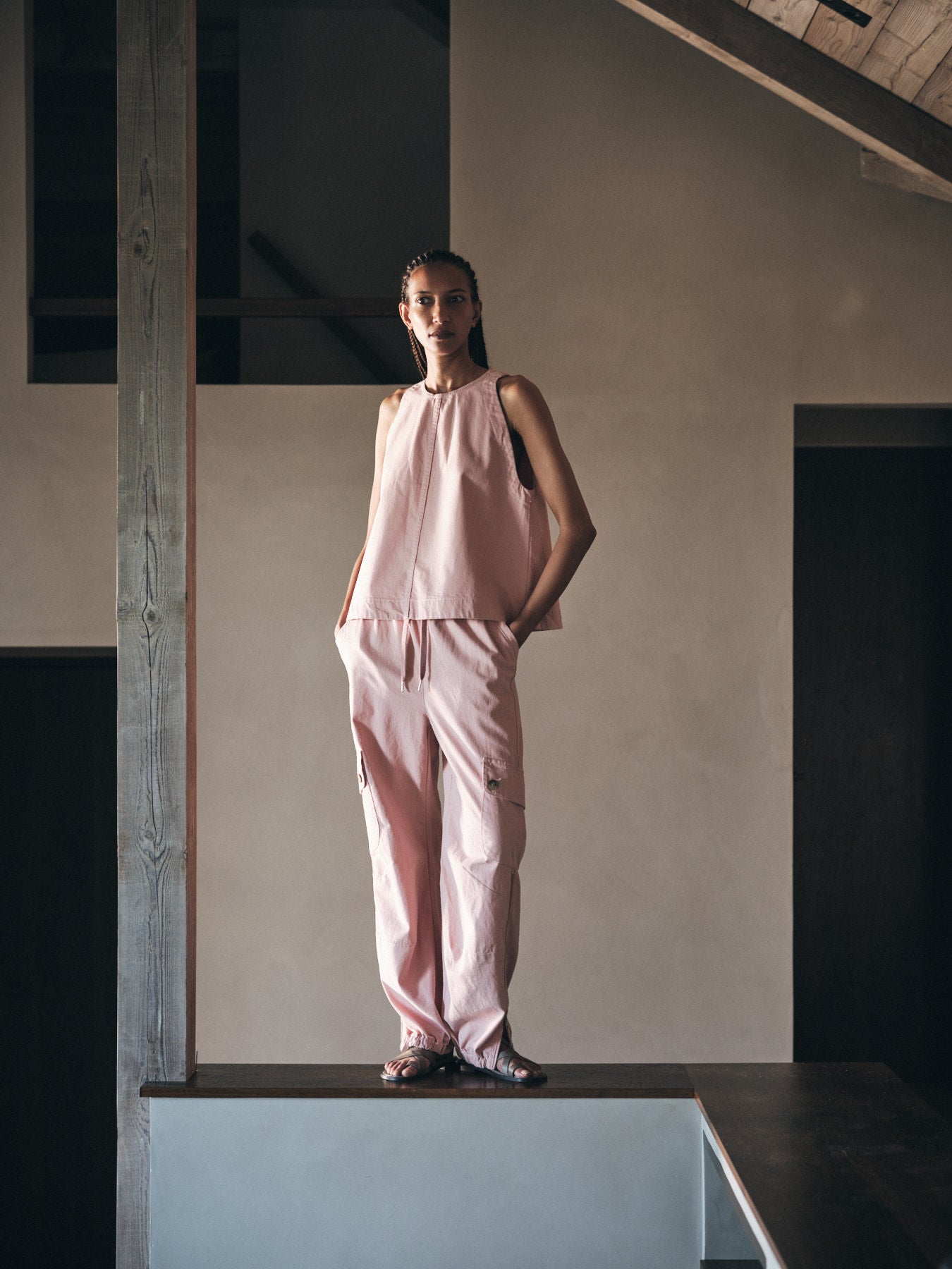 Kaley - Texture canvas halter top I Soft rose Soft rose XS 7 - Rabens Saloner - DK