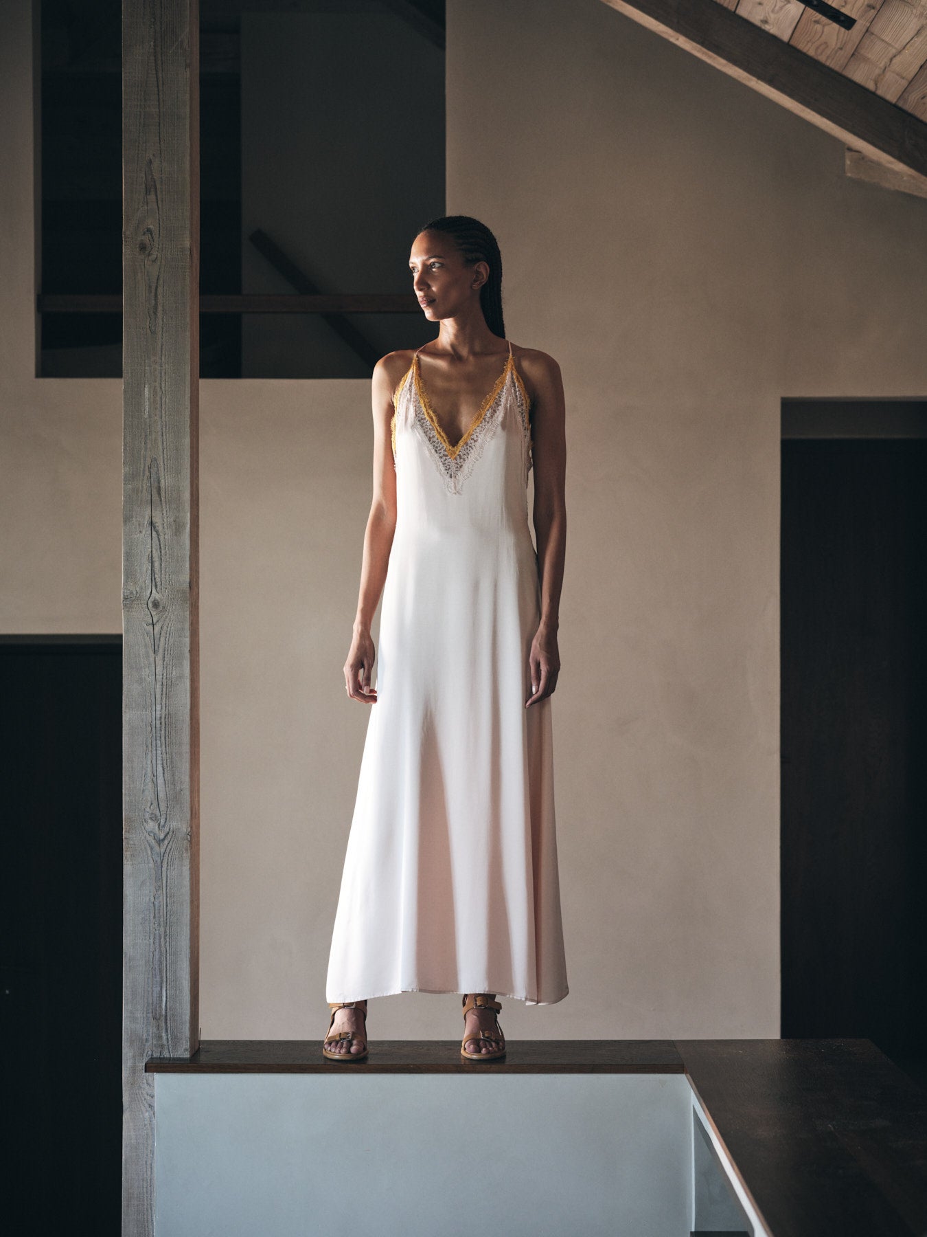Chefira - Contrast lace camisole dress I Light rose 8 - Rabens Saloner - DK