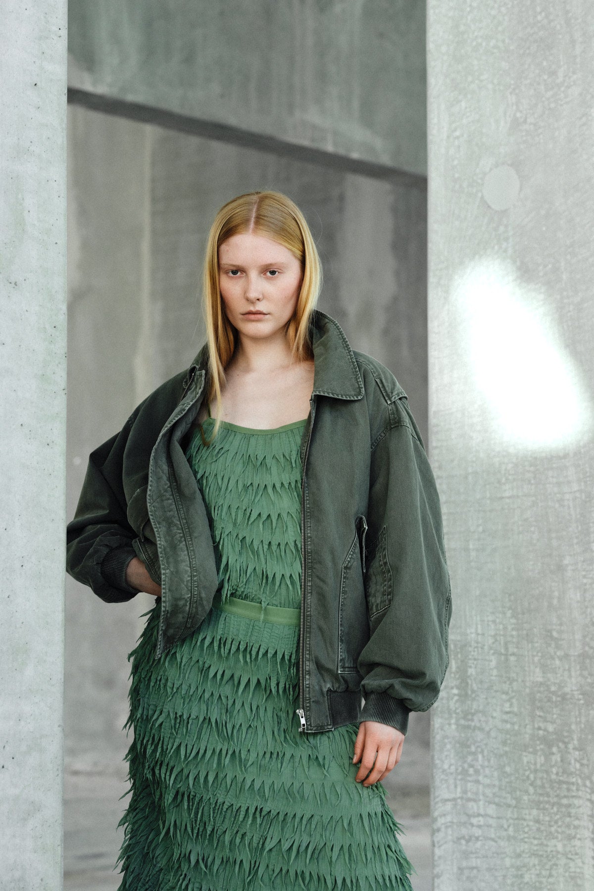 Ezmira - Canvas padded bomber I Washed sage 7 - Rabens Saloner - DK
